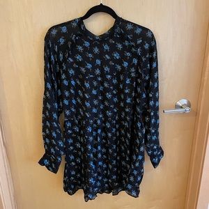 Reformation Sheer Crepe Long Sleeve Mini Dress S